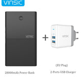Vinsic 28000mAh Quick Charge Power Bank 5V/9V/12V Smart QC 3.0 2 USB Ports 18650 Lithium External Battery USB Quick Charger