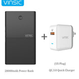 Vinsic 28000mAh Quick Charge Power Bank 5V/9V/12V Smart QC 3.0 2 USB Ports 18650 Lithium External Battery USB Quick Charger