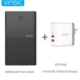 Vinsic 28000mAh Quick Charge Power Bank 5V/9V/12V Smart QC 3.0 2 USB Ports 18650 Lithium External Battery USB Quick Charger
