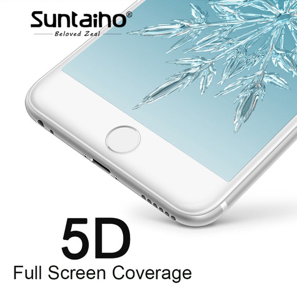 Suntaiho 5D Cold Carving Full Cover Tempered Glass For iPhone 7/8 plus 9H 3D/4D Curved Edge Screen Protector For iPhone 6s plus