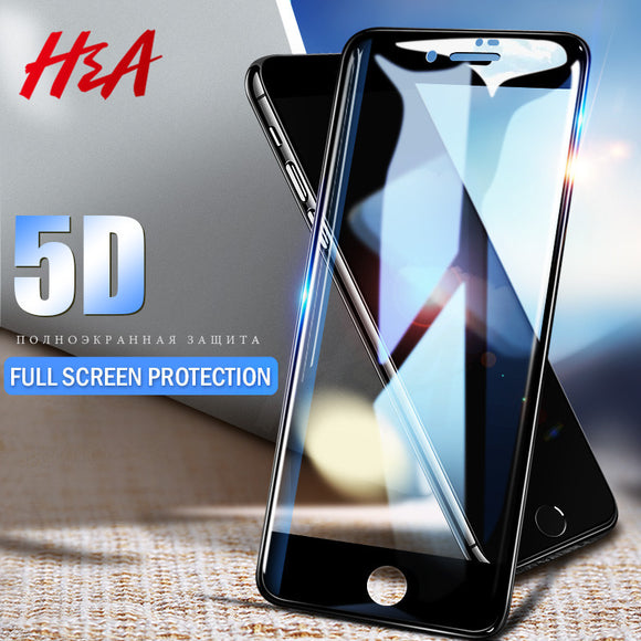 H&A 5D Full Cover Tempered Glass For iPhone 7 6 6s X 8 Plus Curved Screen Protector For iPhone X 8 7 Plus Protective Glass Film