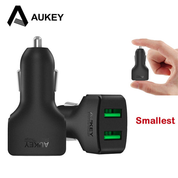 AUKEY 4.8A Dual USB Car Charger Universal Fast Mini Mobile Phone USB Charger Car-Charger for Xiaomi iPhone Samsung iPad LG etc