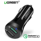 Ugreen Car USB Charger Quick Charge 3.0 Mobile Phone Charger 2 Port USB Fast Car Charger for Samsung Xiaomi Tablet Charger