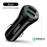 Ugreen Car USB Charger Quick Charge 3.0 Mobile Phone Charger 2 Port USB Fast Car Charger for Samsung Xiaomi Tablet Charger
