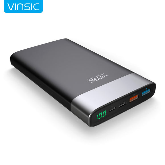 Vinsic Terminator P3 20000mAh Power Bank QC3.0 Quick Charge 2.4A Dual Output  with Type C Port  For Samsung, iPhone 8, Xiaomi